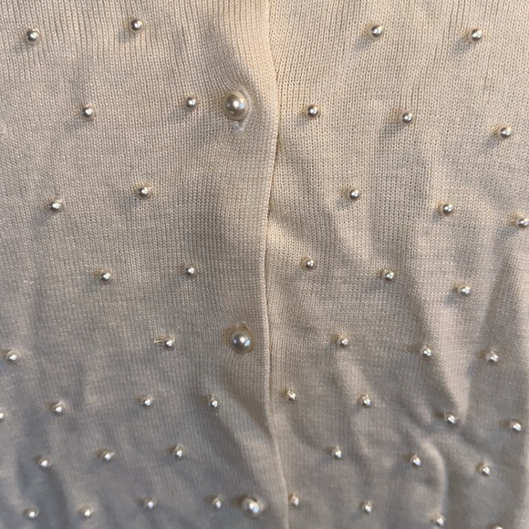 Vintage Women’s Pearl Embellished Off White Cardigan Sweater- Medium - Picture 5 of 8